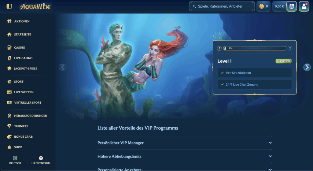aquawin casino vip